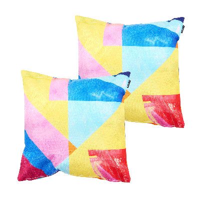 icon Indoor and Outdoor Abstract Leaf Waterproof Filled Cushion 2x Blue Double Sided Print