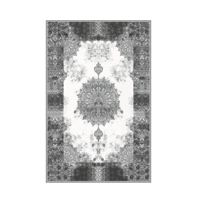 Stylish Woven Carpet, 5.2 x 7.5 Feet | 100% Polyester, 0.3 in Pile Height, Antibacterial, Non-Slip PVC Dot Underside | Machine Washable, 3D Digital Print | Perfect for Living Room, Bedroom & Home Décor