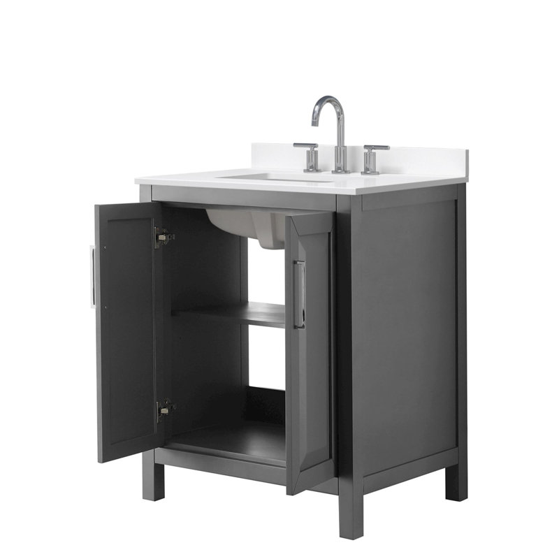 Daria 30'' W Vanity, Polished Chrome, Gray, White Quartz