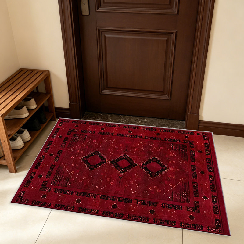 Vintage Persian Medallion Red carpet-easy to clean, machine-washable, soft and comfortable; suitable for door mats, kitchens, living rooms, bedrooms, corridors, and laundry areas. Easy to clean, durable carpet for home decoration.