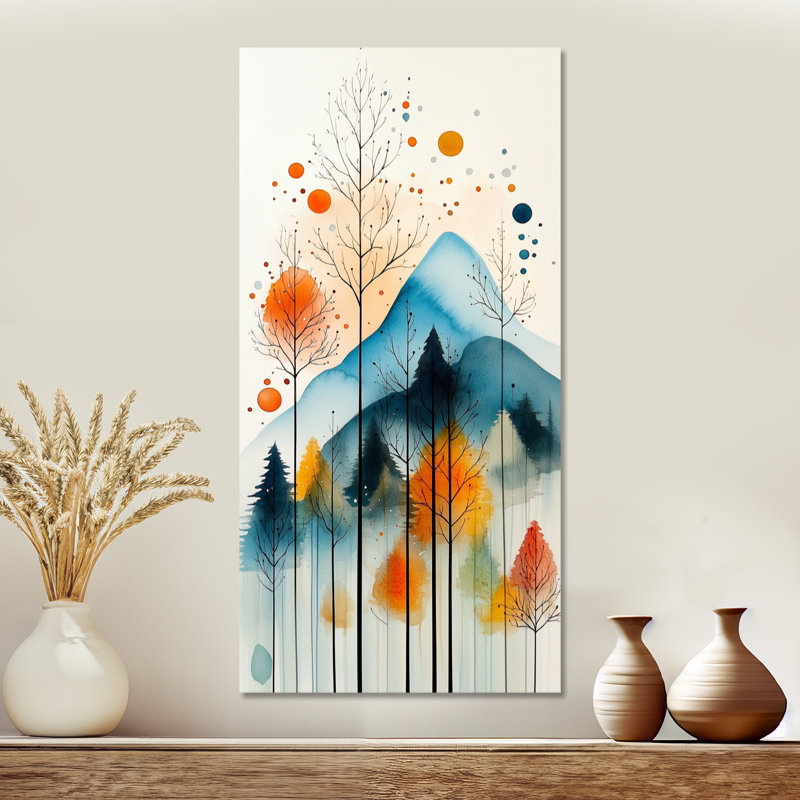 «Blue Orange Candleick II - Blue Rustic Large», impression sur toile encadrée, H 32 po x l 16 po, Toile tendue