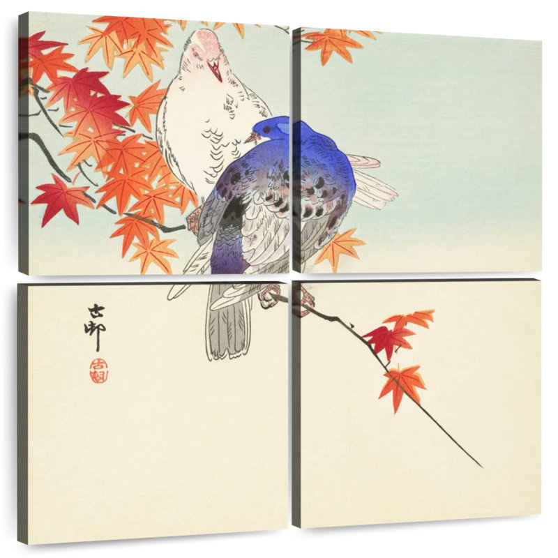Brampt Twee Duiven Op Herfsttak, 38" H x 38" W