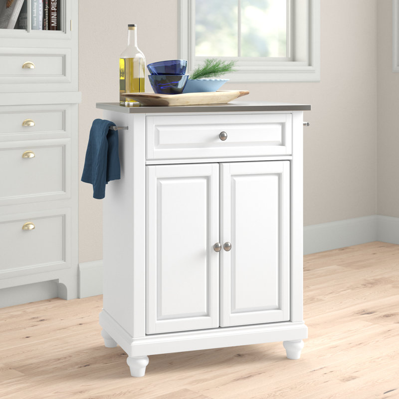 Chariot de cuisine avec plateau en acier inoxydable Hedon, Blanc