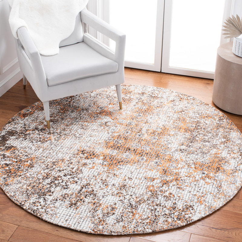Tapis ivoire / beige en laine touffeté à la main Restoration, Carré 6 pi
