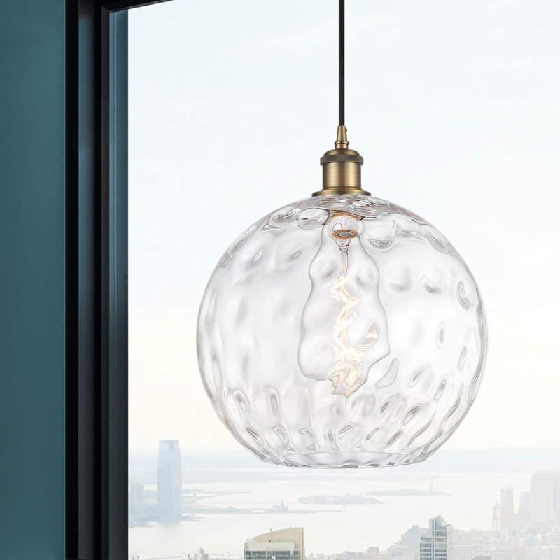 Luminaire suspendu sphère 1 lumière Roxane, DEL, H 15 po x l 12 po x P 12 po, Laiton brossé