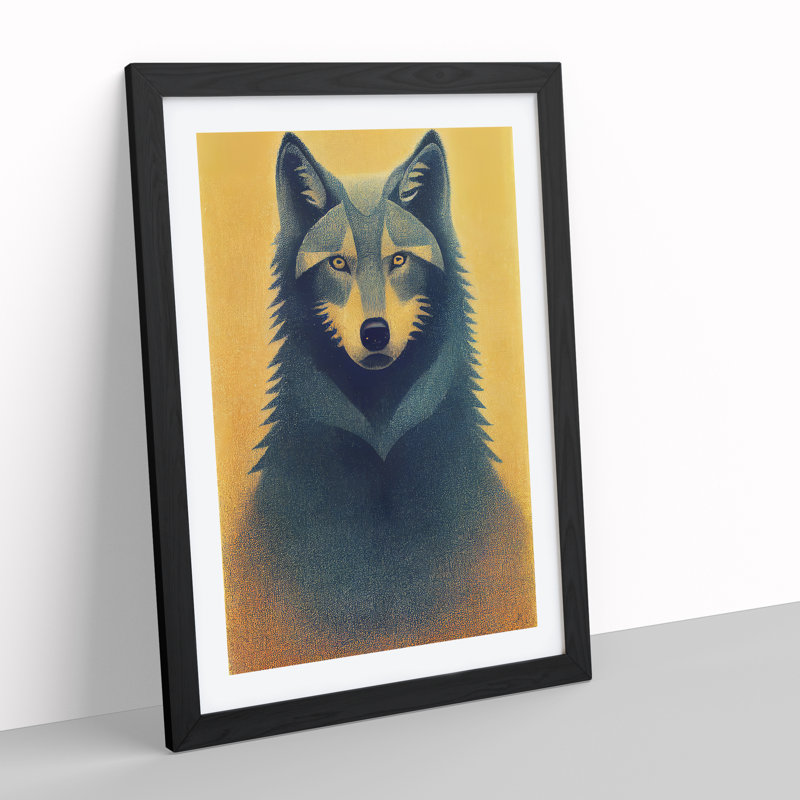 Retro Wolf - Framed Print, Black Framed, 34cm H x 25cm W x 2cm D