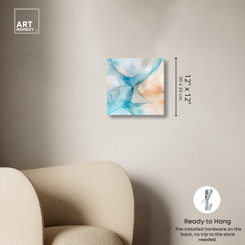 Art abstrait bleu Quori III , Toile tendue, H 12 po x l 12 po