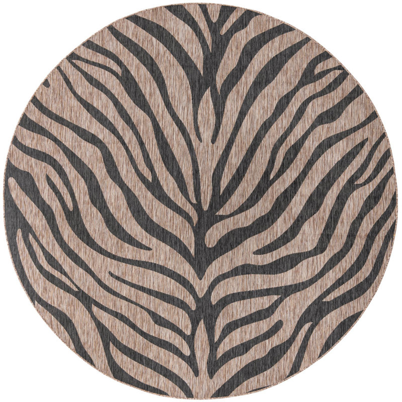 Natural Tsavo Indoor/Outdoor Safari Rug, Round 10'