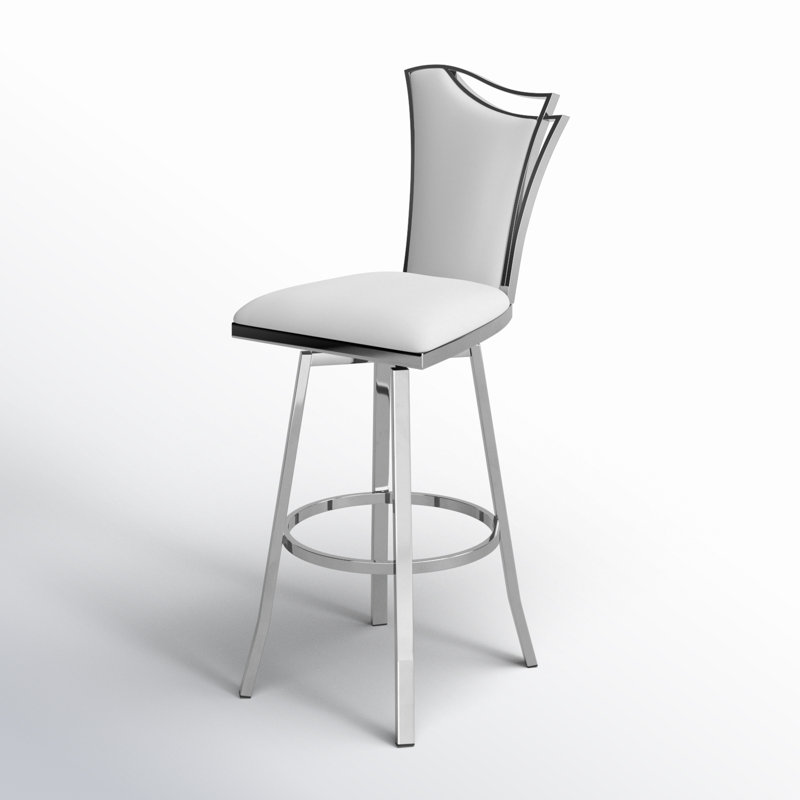 Aryana Contemporary Swivel Counter Stool w/ Design Back, Bar Stool (30" Seat Height), White