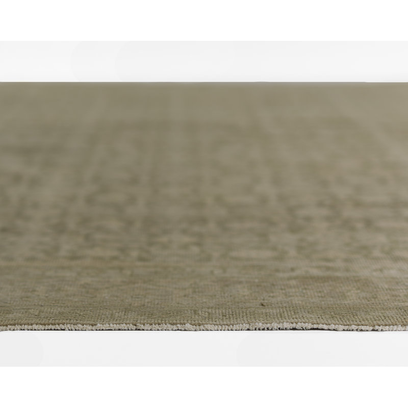 Hand Knotted Wool Oriental Area Rug in Dark Green, Rectangle 10' x 14'