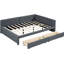 Lit de jour double en tissu de lin et 2 compartiments de rangement, gris. Structure de lit sans sommier tapissier pour un espace de sommeil confortable Revêtement gris. Robuste votre confort-965909923