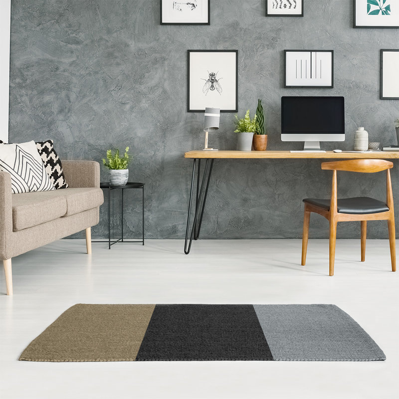 Tapis noir à rayures de hockey national, Rectangle 5 pi x 7 pi