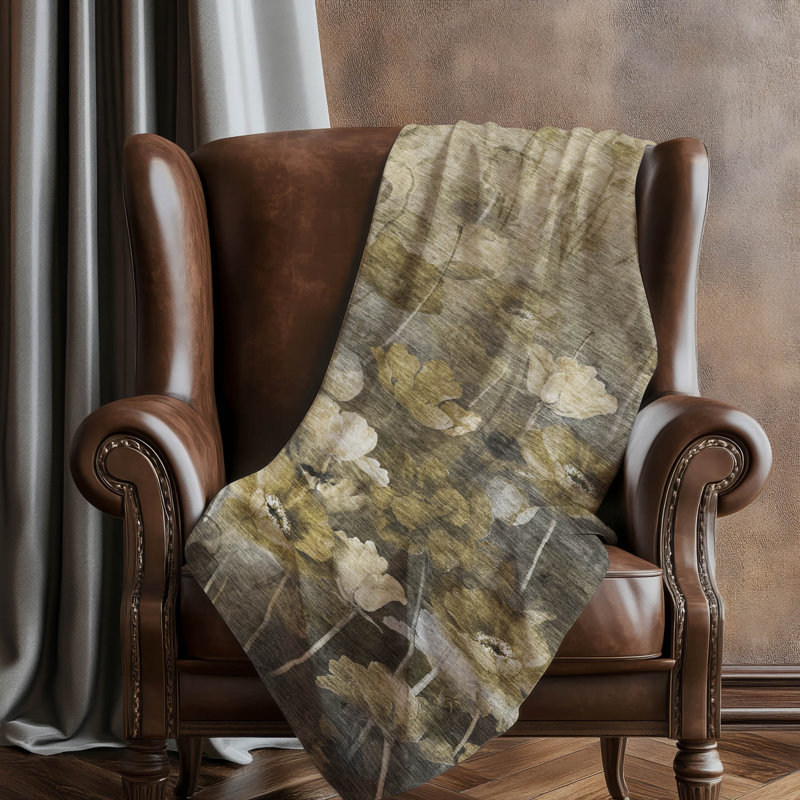 Jeté floral Sherpa ASB613 Addison, Taupe
