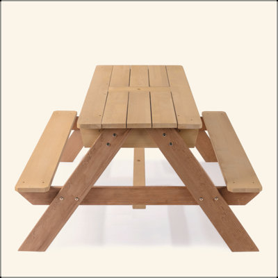 3-In-1 Kids Outdoor Wooden Picnic Table With Umbrella, Convertible Sand & Wate, Astm & Cpsia Certification