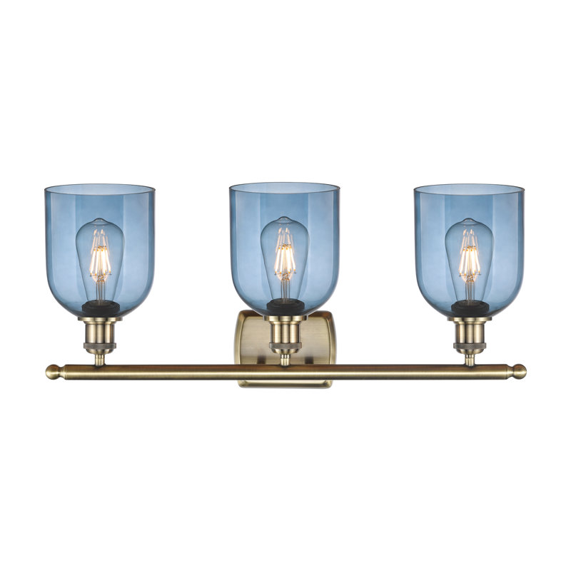 Bella 3 - Light Dimmable Vanity Light, Antique Brass, Princess Blue