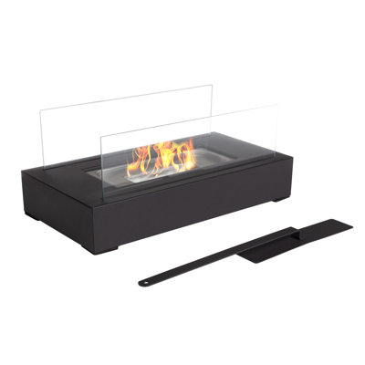 Bio Ethanol Tabletop Fire Pit - Rectangular Indoor or Outdoor Ventless Fireplace - Clean Burning Portable Heat with 360-View -  Northwest, M022127