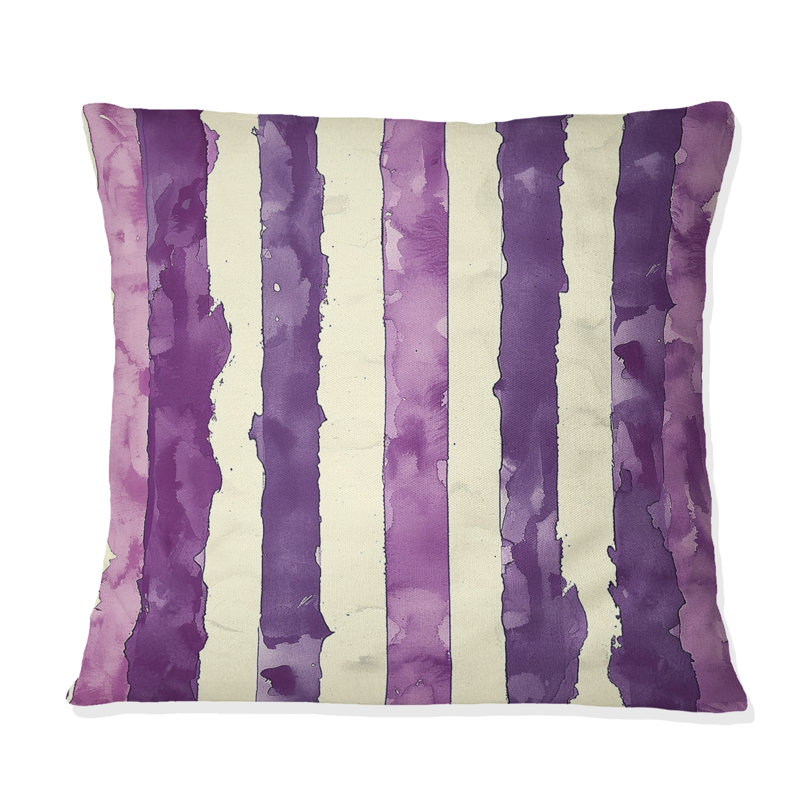Coussin décoratif mauve et blanc Glam Stripes I - Glam, H 18 po x l 18 po