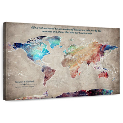 Carte du monde personnalisée «Abalone I Push Pin»