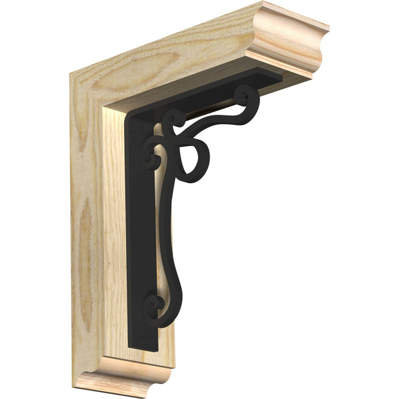 Support simple en fer 4 "Orleans, H 14 po x P 11 1/2 po, Sapin de Douglas de l 3 1/2 po x T 2 po (lisse)