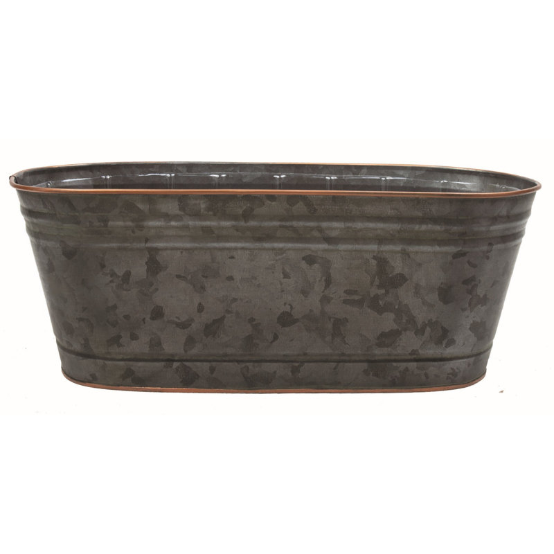 Gris avec pot de fleurs en cuivre, H 4,25 po x l 9,75 po x P 5,13 po