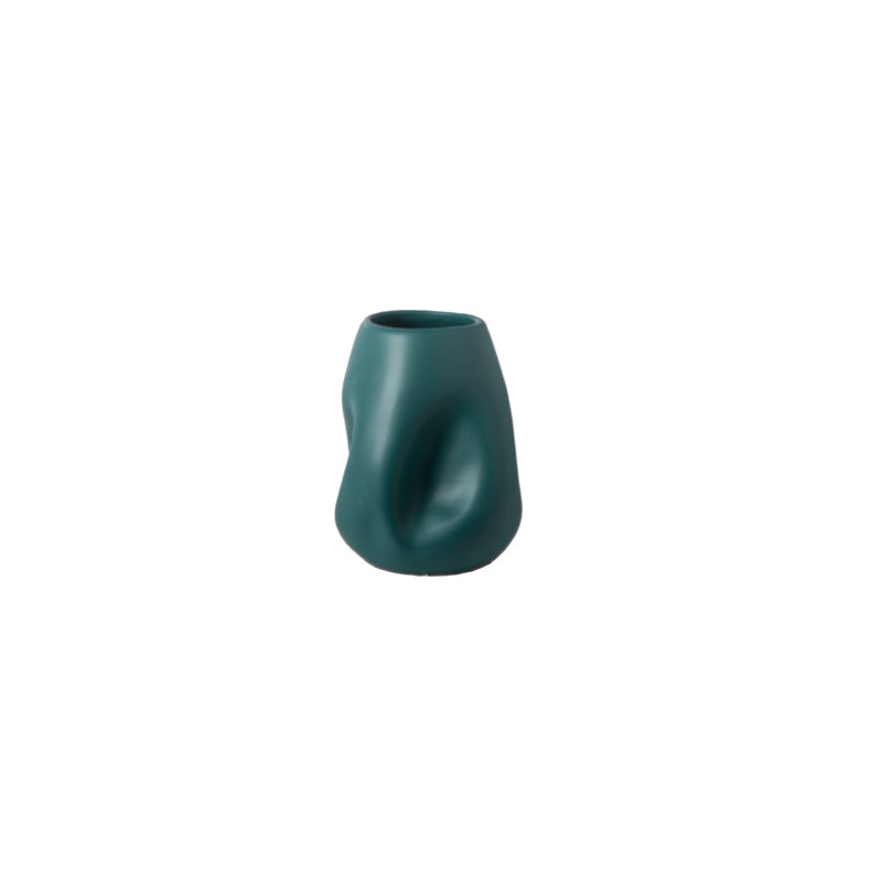 Vase en céramique rond fini mat vert pin