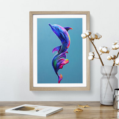 Dolphin Paint Splash No.1 - Framed Print
