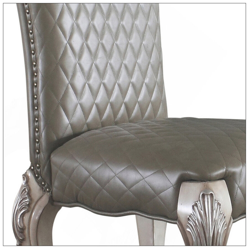 Chaises d'appoint rétro en similicuir blanc os rétro avec garniture cloutée, élégantes et durables pour tout décor (ensemble de 2)