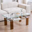 Table basse moderne en verre trempé avec rangement à 2 niveaux, transparente et durable pour le décor du salon-68849219