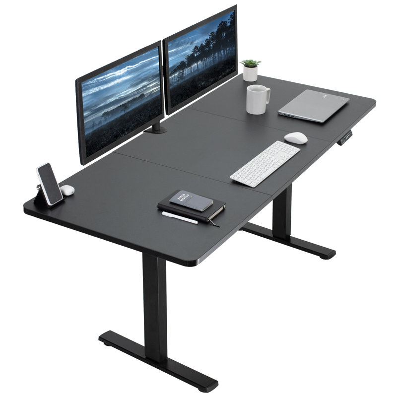 VIVO Single Motor Electric Desk with Push Button Memory Controller, Black/Black, 48.5" H x 71" W x 30" D