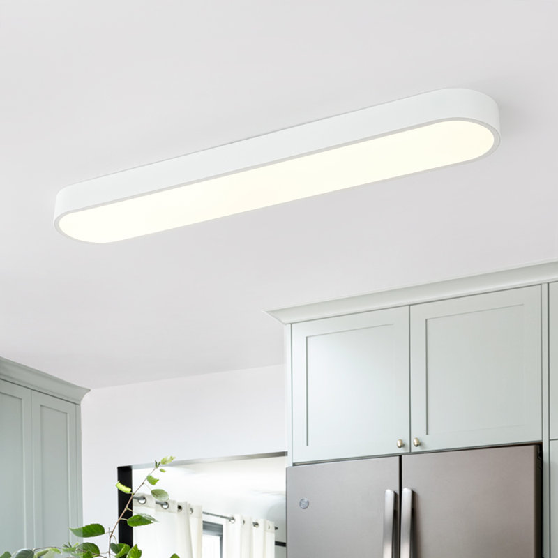 Plafonnier encastré simple ovale 31,5 po Minimalist, Blanc