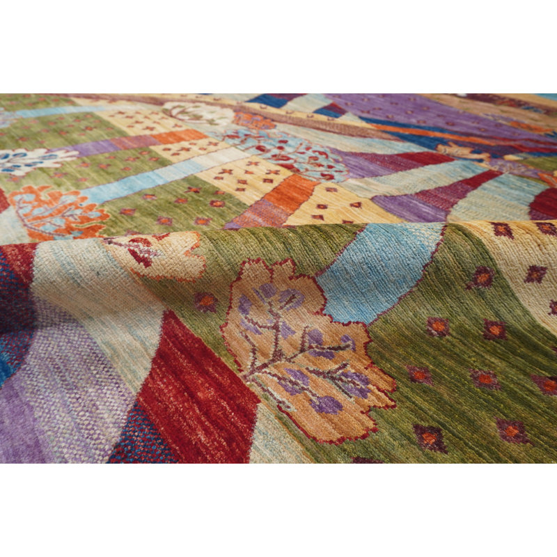 High-Quality Hand-Knotted Purple And Multi Area Rug