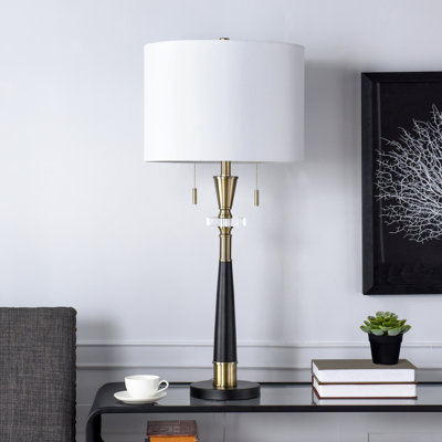 Steel Table Lamp - Larson Gold & Black - White Shade