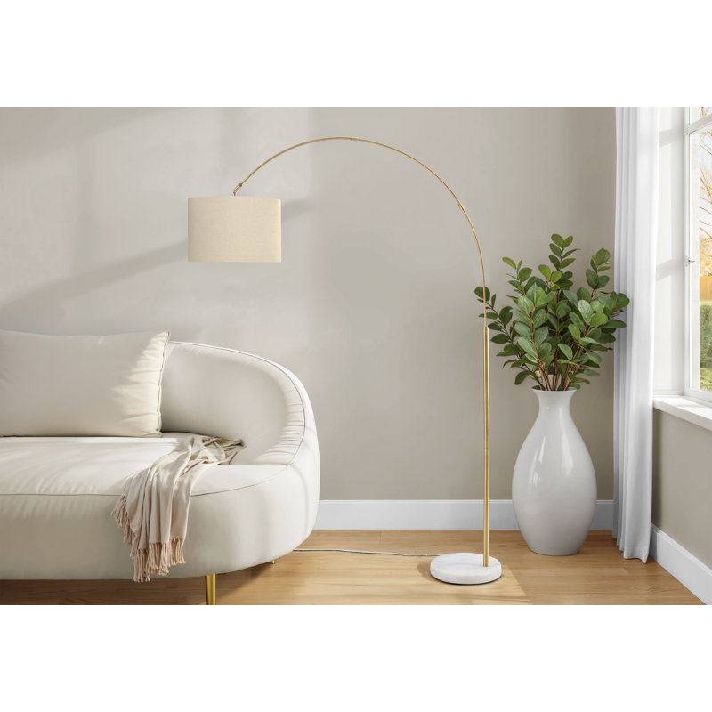 Lighting, 79 po, lampe sur pied, laiton métallique, abat-jour beige, contemporain