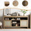 Meuble télé 58 po en rotin pour téléviseur de 65 po ou moins - Meuble audio-vidéo Boho avec tablettes et rangement réglables, centre de divertissement en bois de chêne naturel pour le salon et la chambre à coucher-559421579