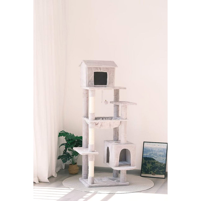Arbre à chat multi-niveaux 63 pouces, Gris