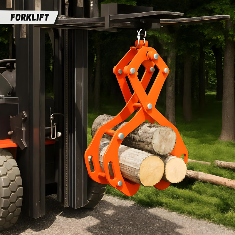 71cm 4-Claw Log Lifting Tongs, Orange 2500kg Capacity Steel Log Grapple, 81cm Max Opening, Heavy-Duty Timber Skidding Tongs for Tractor & ATV