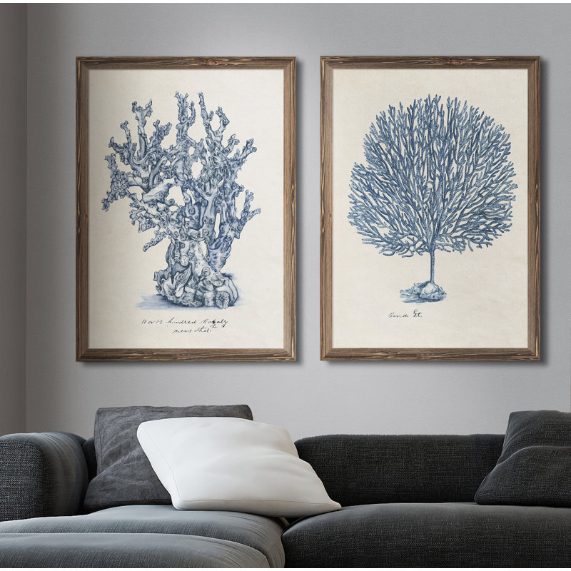 «Sea Coral Study III», ensemble de 2 reproductions d'art encadrées, H 24 po x l 18 po x P 1,25 po, Toile avec cadre espresso