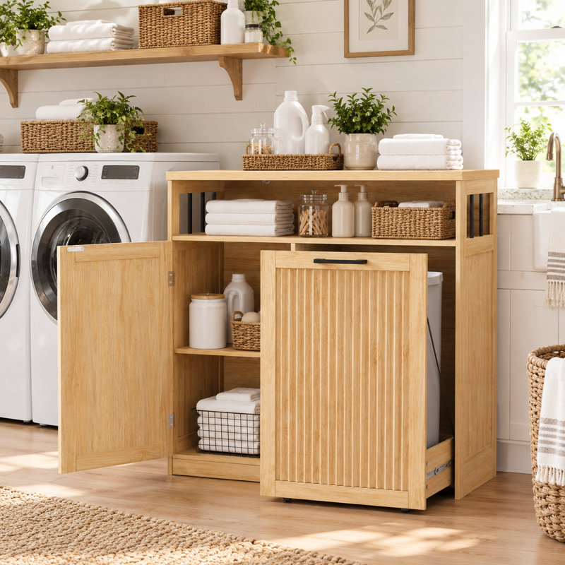 MDF Pull Out Trash Can, Chêne naturel