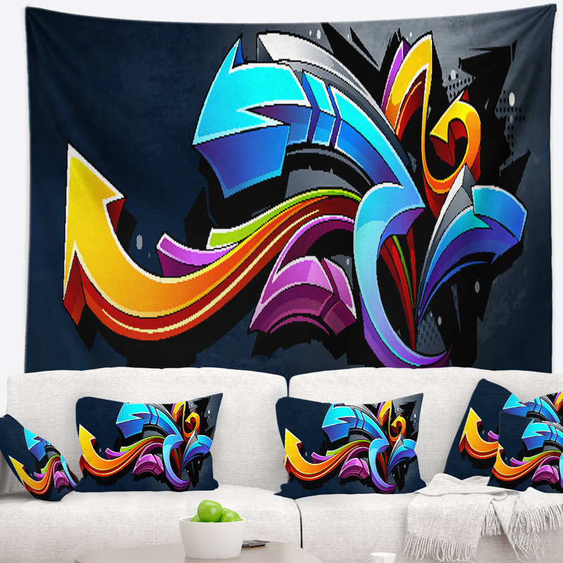 Direction tapisserie d'art de rue Graffiti, H 50 po x l 60 po