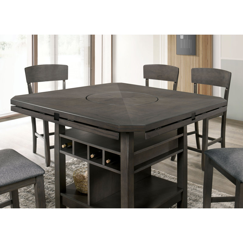 Table de salle à manger extensible Amesville, gris, gris