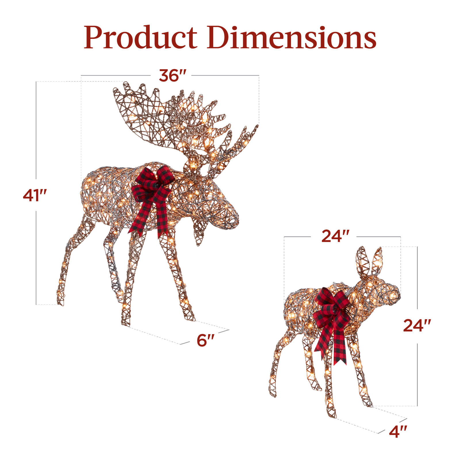 The Holiday Aisle® 2-Piece Lighted Moose Set, Brown