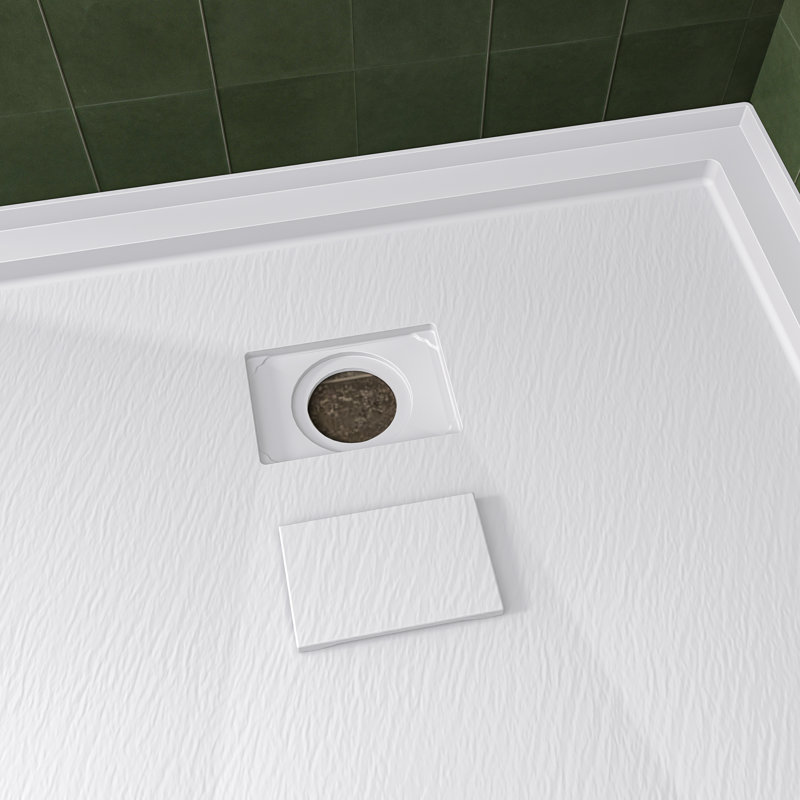 Base de plateau de douche 60 po x 36 po à surface simple et à seuil simple - Conception antidérapante, bonde et couvercle inclus