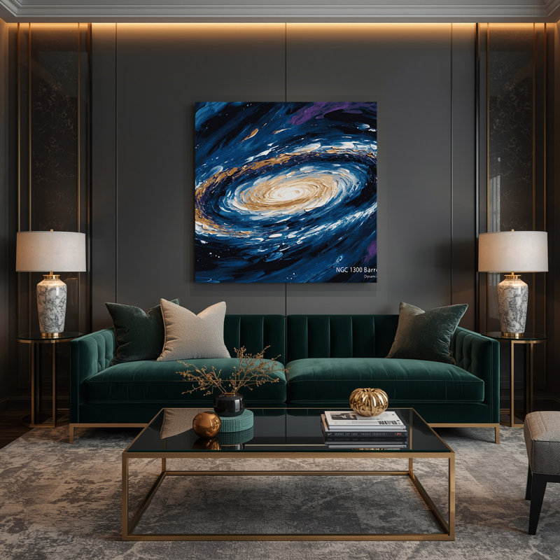Art mural sur toile, galaxie spirale barrée, H 8 po x l 8 po