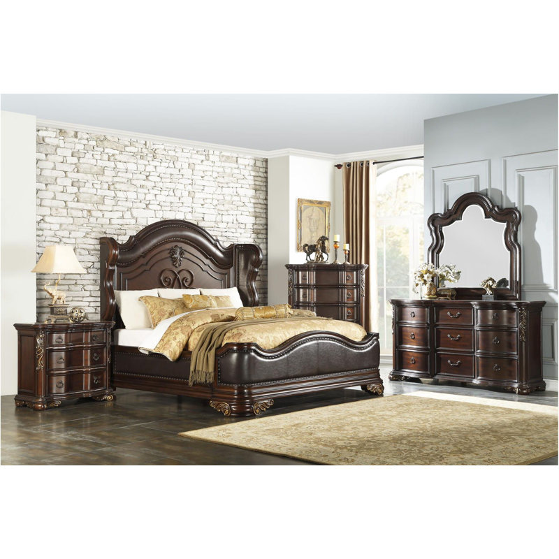 Ensemble de chambre à coucher Eliyanah Cindelyn, Grand, 3 pièces : table de chevet, Coffre, Lit