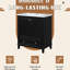 Meuble-lavabo de 30 po avec lavabo simple, noir, bois massif et matériau, support de rangement à deux portes, panneau amovible pour tiroir, tablette réglable, trop-plein en céramique, rebord central, rebord plat,-120672891