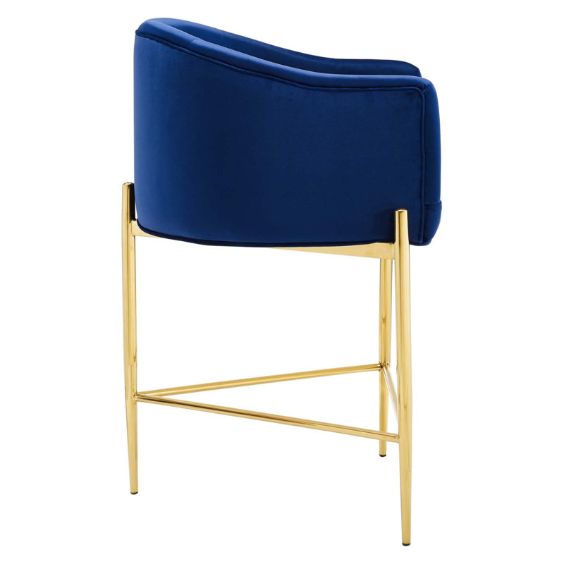 Savour Tufted Performance Velvet Counter Stool, Counter Stool (26” Seat Height), Navy