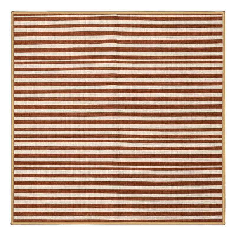 Tapis brun à rayures horizontales lavable à la machine, Carré 3 pi