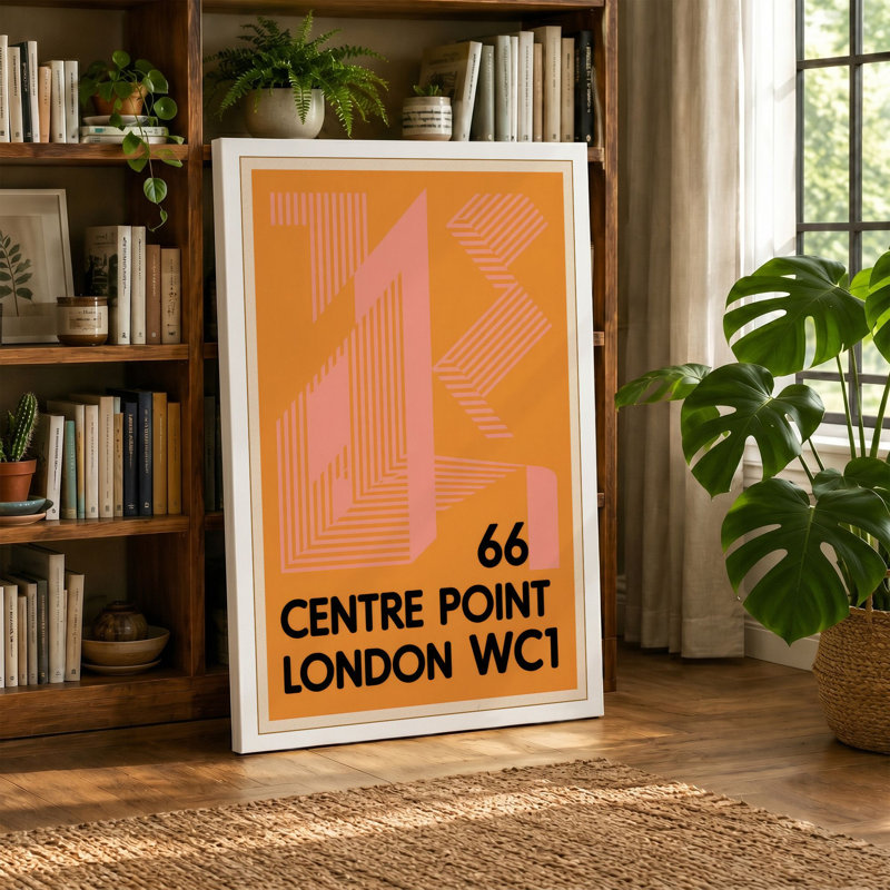 Centre Point London Retro - Wrapped Canvas, 36x24 - 91.4 x 61.0 cm, Terracotta Border