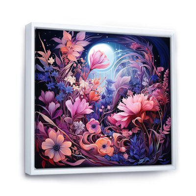 Rose et mauve floral prairie - art mural prairie