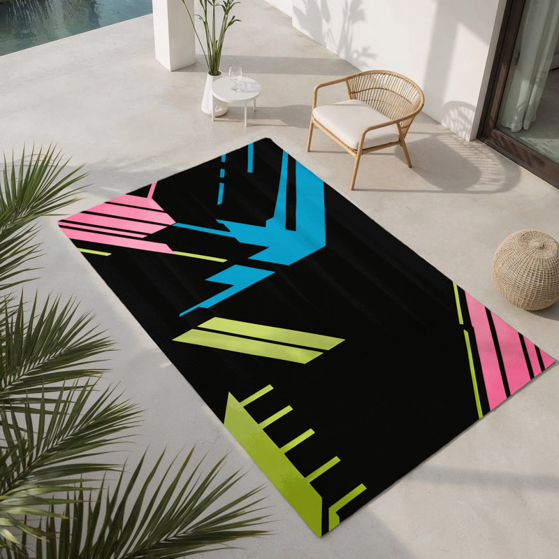 Tapis d'intérieur et d'extérieur Neon Drift, Rectangle 1 pi 6 po x 2 pi 6 po